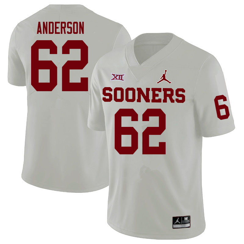 Men #62 Nate Anderson Oklahoma Sooners College Football Jerseys Sale-White